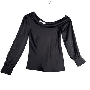 ASTR the Label Blouse Black Off Shoulder Long Sleeve‎ Top Neutral Size Medium